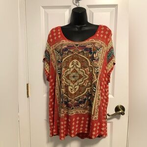 Lucky Brand women’s 3X short sleeve tunic.Beautiful multicolored